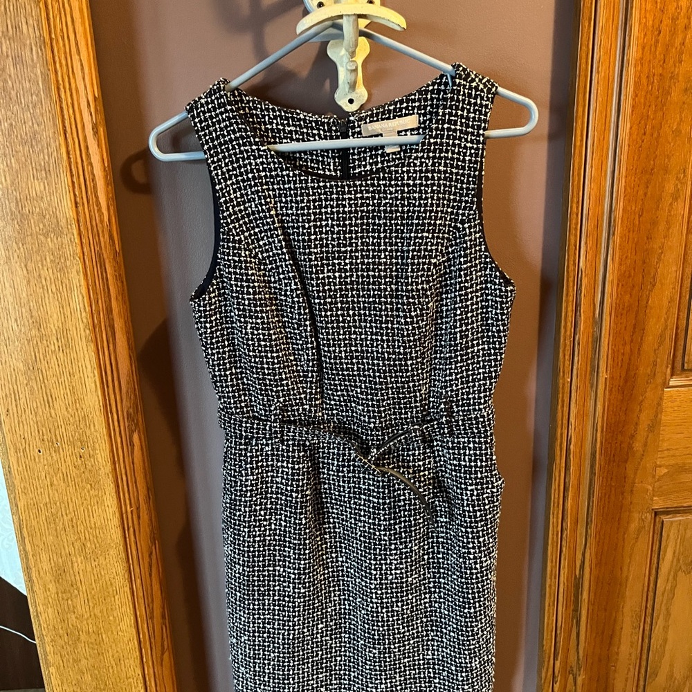 Banana Republic Black and White Tweed Midi Dress
